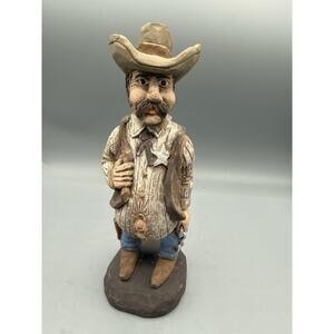 Vintage J. Vincent Studios Hand Carved Sheriff Cowboy Figurine San Diego CA